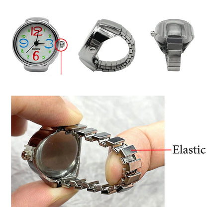 WLP Fashion Vintage Punk Mini Watch Rings Men Women Hip Hop Elastic Strap Watches Clock Couple Finger Ring Retro Jewelry Gift