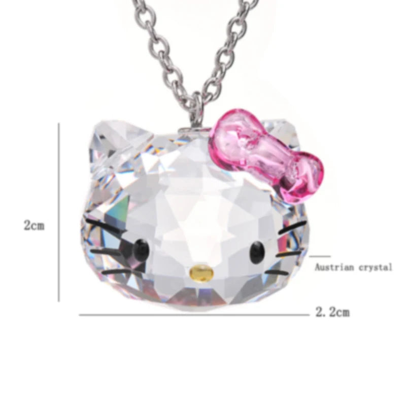 2023  Anime Necklace Pink Crystal Cute Cat Porcelain Brand Trendy Pendants Necklace Fashion Jewelry for Women Gift