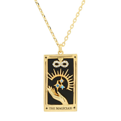 2024 New Stainless Steel Tarot Necklace Magician Star Moon Rose Sun Design Pendant Necklace Tarnish Free Jewelry For Women