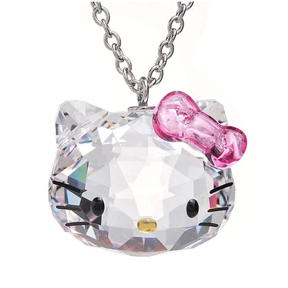 2023  Anime Necklace Pink Crystal Cute Cat Porcelain Brand Trendy Pendants Necklace Fashion Jewelry for Women Gift