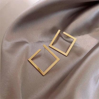 Retro Minimalist Square Earrings Irregular Stud Earrings New Exaggerated Cold Wind Fashion Earring for Women Opening Accessories