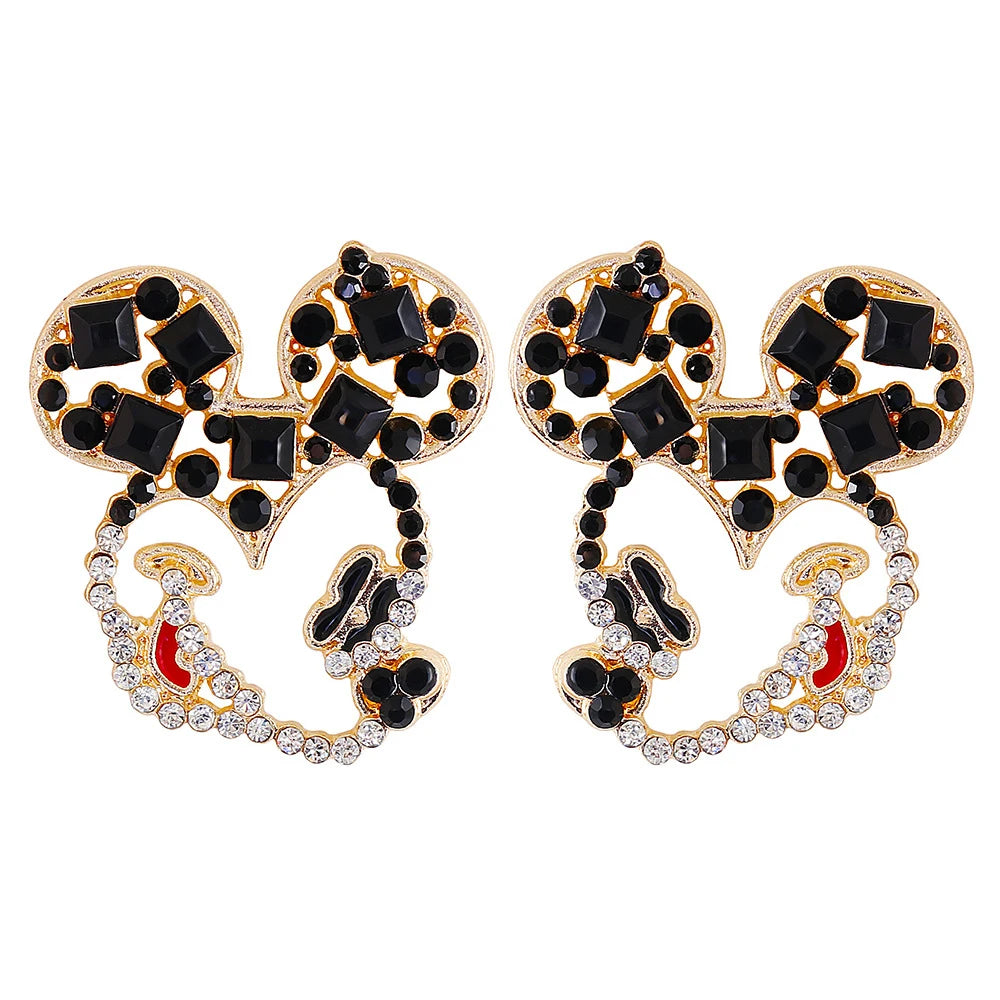 New Disney Boho Mickey Mouse Cute Design Cartoon Rhinestone Earrings Fashion Wedding Ear Stud Birthday Christmas Gift Jewelry