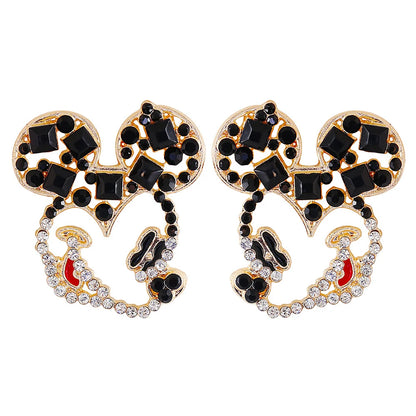 New Disney Boho Mickey Mouse Cute Design Cartoon Rhinestone Earrings Fashion Wedding Ear Stud Birthday Christmas Gift Jewelry