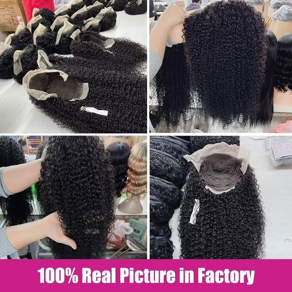 Kinky Curly Human Hair Wigs Lace Frontal 13x4 HD Lace Front Wig Pre Plucked 4x4 Lace Closure Wig Remy Human Hair Extersion