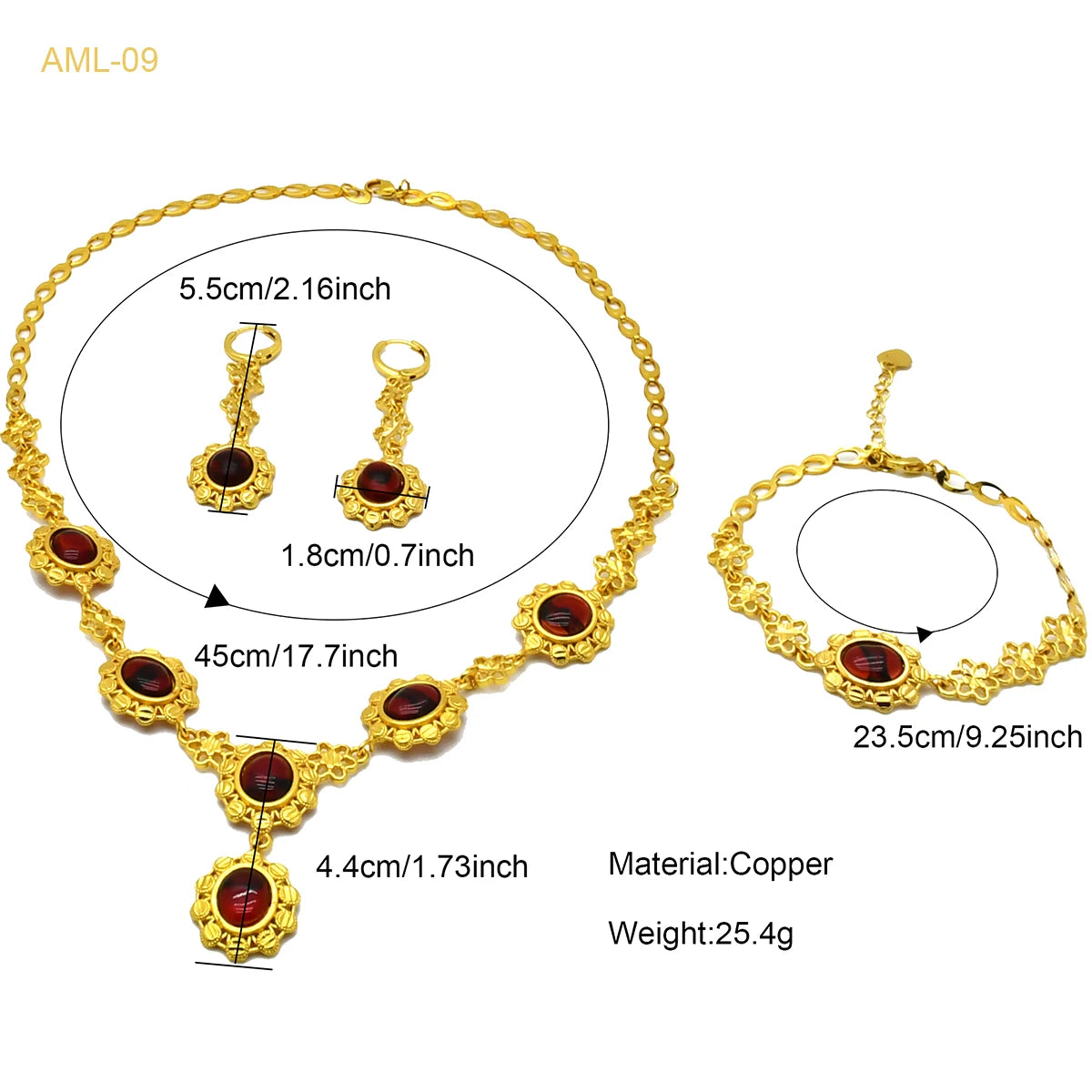 XUHUANG Arabic Cystal Necklace Bracelets Earrings Set for Girl Nigerian Engagement Bride 24k Gold Color Jewelry Sets Party Gifts