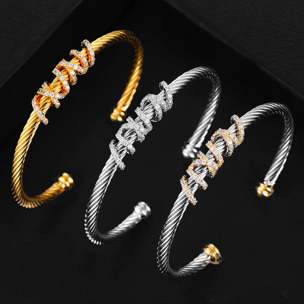 Jewelry 2024 Trendy Luxury Stackable Bangle Cuff For Women Wedding 316L Stainless Steel Bracelets Unique Chain Link Braided