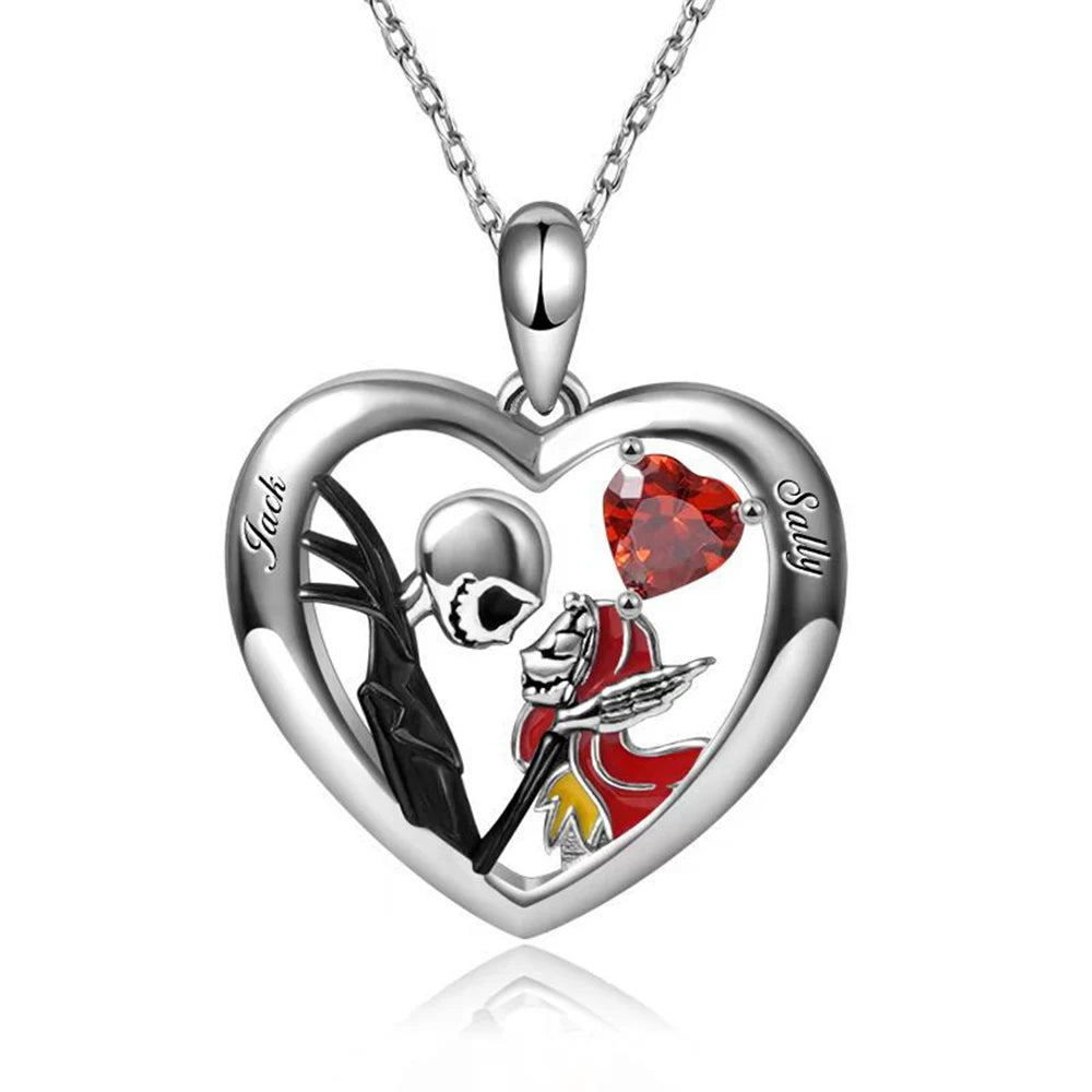 Disney The Nightmare Before Christmas Necklace Jack Skellington Sally Pendant Necklace Charm Jewelry Halloween Accessories Gifts