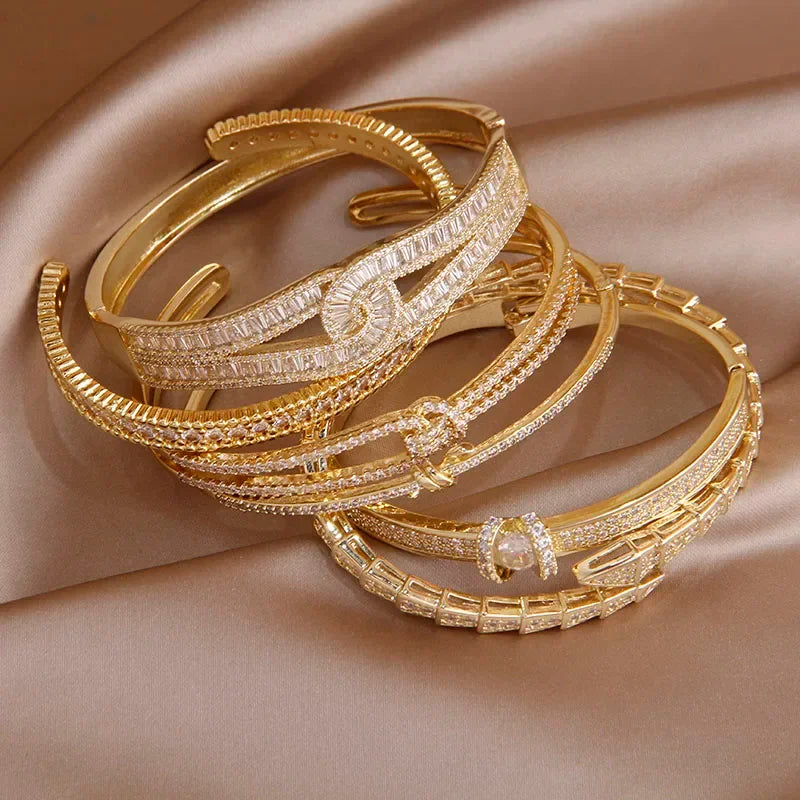 2023 New Design Letter C Open Bangles&bracelets for Women Fashion Brand Jewelry Delicate Full Crystal Snake Bangles