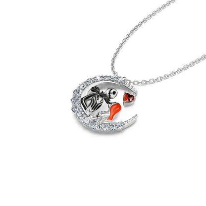 New Disney The Nightmare Before Christmas Necklace Jack Skellington Sally Rhinestone Pendant Necklace Halloween Accessories Gift