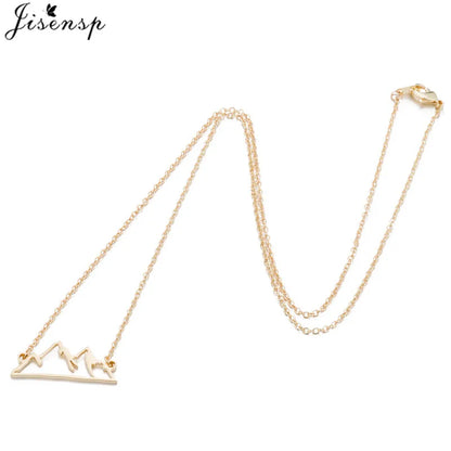 Trendy Stainless Steel Snow Mountain Charms Necklace Women Minimalist Fitness Sport Necklace Outdoor Travel Jewelry Collier 2024