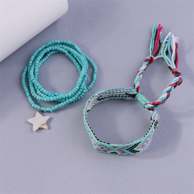 Bohemian Handmade Beads Anklets Embroidery Braided Ankle Bracelets Summer Beach On Leg Foot Chain Female Girls Jewelry Gifts