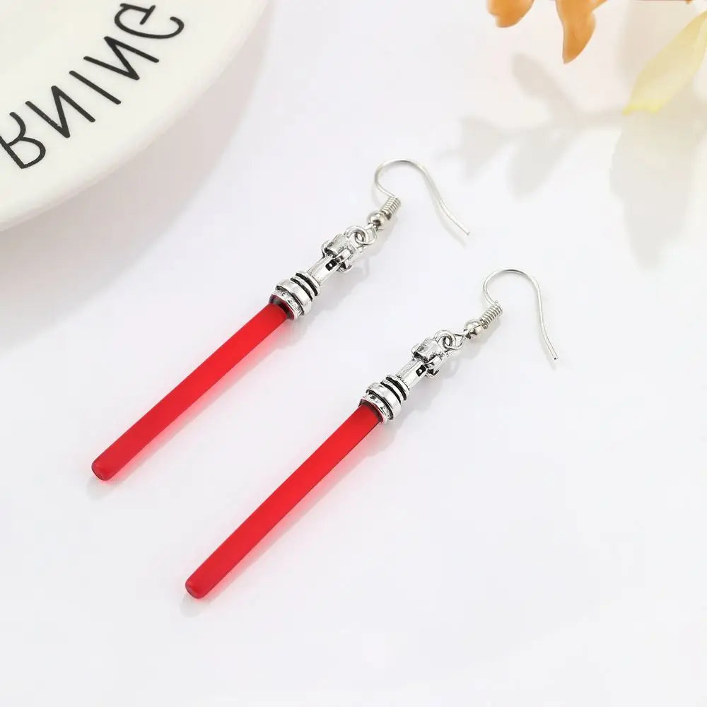 Wars Lightsaber Dangle Earrings Personality Movies the Same Cosplay Jewelry Accessories Drop Earing Gifts for Women Girls Fans