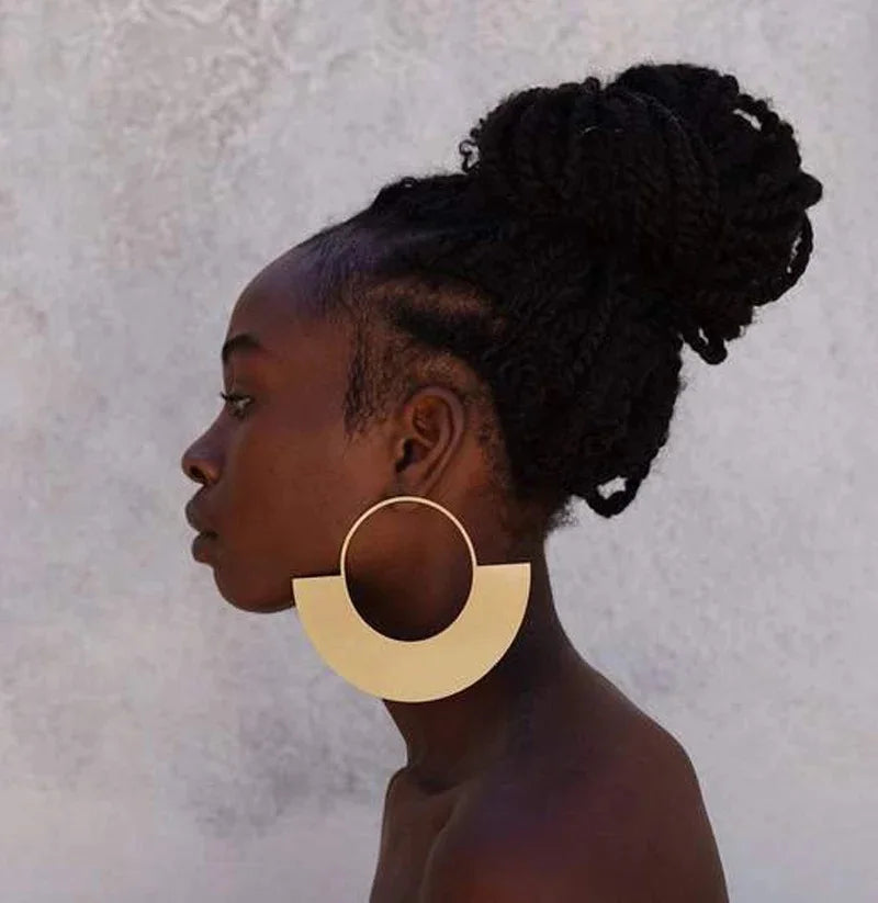 African Women Drop Earrings Gold Color Big Metal Dangle Statement Earring Fashion Party Wedding Jewelry Accessories Gift KDLUN