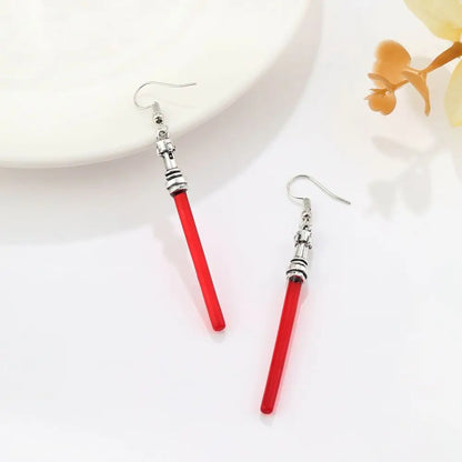 Wars Lightsaber Dangle Earrings Personality Movies the Same Cosplay Jewelry Accessories Drop Earing Gifts for Women Girls Fans