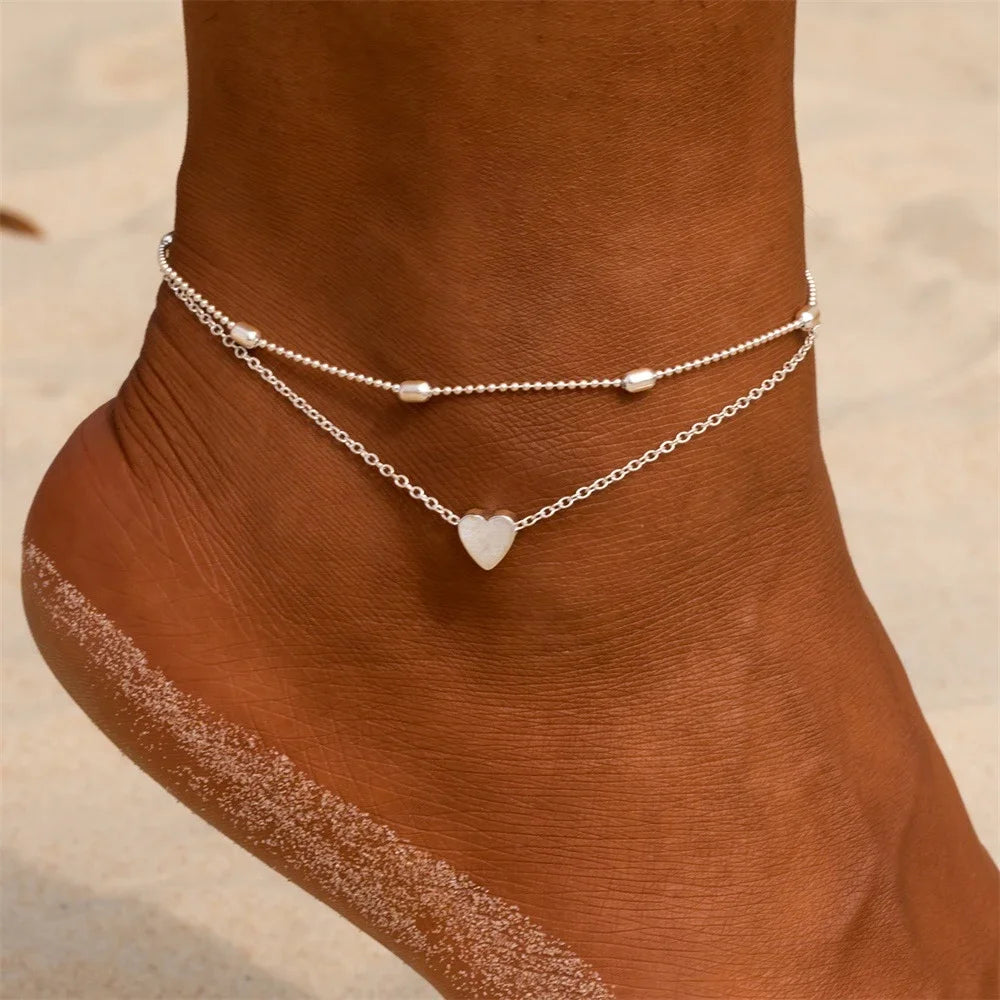 Summer Butterfly Anklet For Women Adjustable Gold Silver Color Layered Foot Ankle Bracelet Girls Beach Party Jewelry