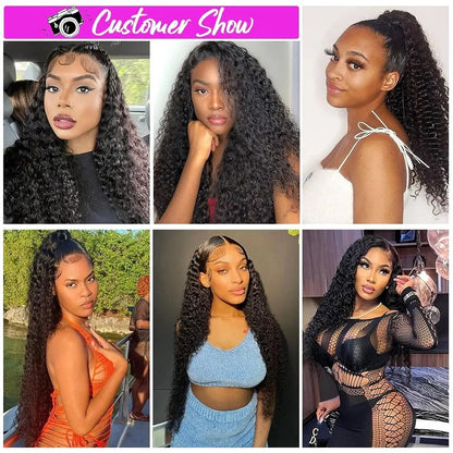 Kinky Curly Human Hair Wigs Lace Frontal 13x4 HD Lace Front Wig Pre Plucked 4x4 Lace Closure Wig Remy Human Hair Extersion