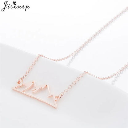 Trendy Stainless Steel Snow Mountain Charms Necklace Women Minimalist Fitness Sport Necklace Outdoor Travel Jewelry Collier 2024