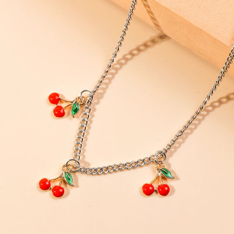 Fashion Charm Red Cherry Gold Chain Anklets for Women Silver Color Adjustable Bracelets Anklet Ankle Jewelry Party Gifts