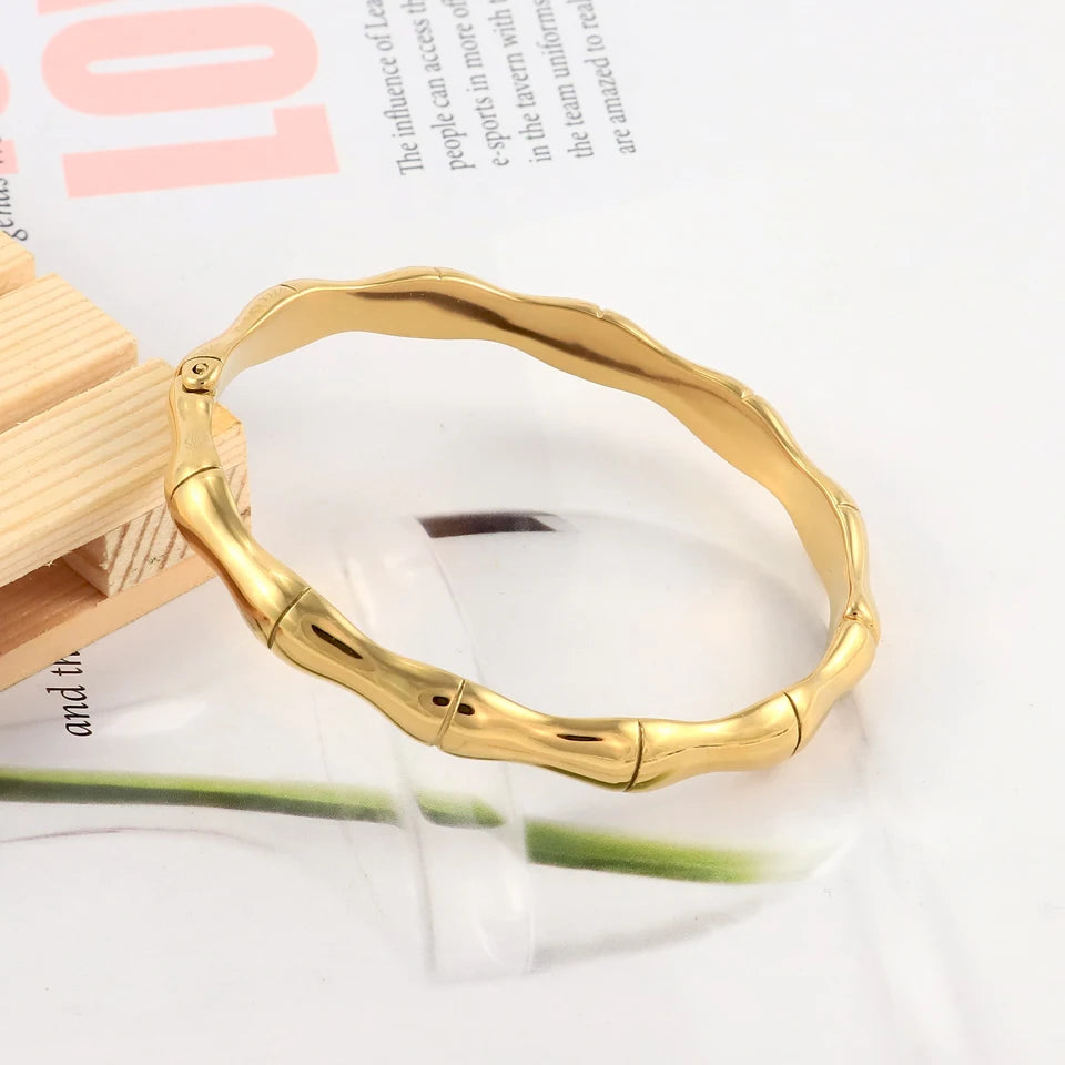 New Starlight Creative Simple 18 K Stainless Steel Cuff Bracelet Korean Women Fashion Elegant Smooth Bangles Gold Color Jewelry