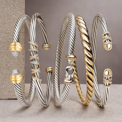 Jewelry 2024 Trendy Luxury Stackable Bangle Cuff For Women Wedding 316L Stainless Steel Bracelets Unique Chain Link Braided