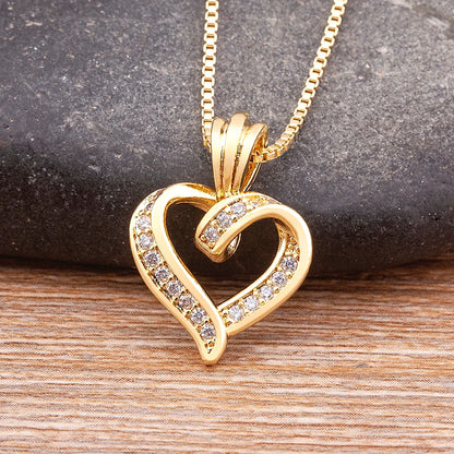 Nidin Romantic Heart Love Pendant Necklace for Women Choker Long Chains Neck Gold Color Collar Lovers Gift Boho Party Jewelry