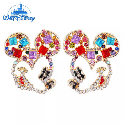 New Disney Boho Mickey Mouse Cute Design Cartoon Rhinestone Earrings Fashion Wedding Ear Stud Birthday Christmas Gift Jewelry