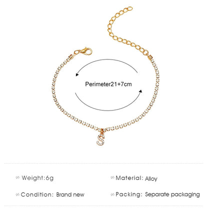 Crystal Zircon Initial Letter Ankle Bracelet Alphabet Anklets for Women Foot Chain Beach Leg Bracelets Boho Jewelry