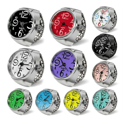 WLP Fashion Vintage Punk Mini Watch Rings Men Women Hip Hop Elastic Strap Watches Clock Couple Finger Ring Retro Jewelry Gift