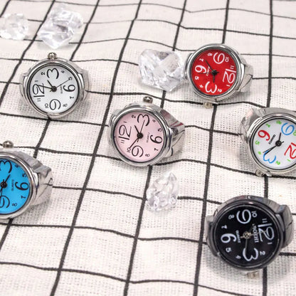 WLP Fashion Vintage Punk Mini Watch Rings Men Women Hip Hop Elastic Strap Watches Clock Couple Finger Ring Retro Jewelry Gift