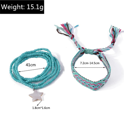 Bohemian Handmade Beads Anklets Embroidery Braided Ankle Bracelets Summer Beach On Leg Foot Chain Female Girls Jewelry Gifts