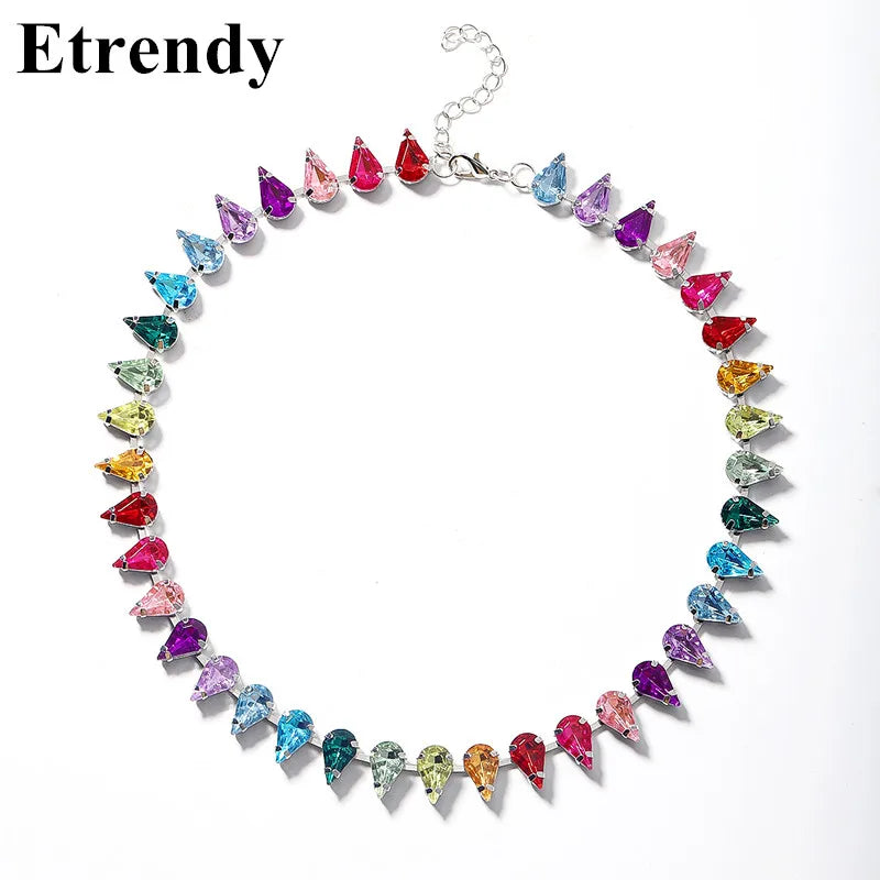 Statement Water Drop Shaped Crystal Choker Necklace For Women 2024 New Temperament Fashion Jewelry Collares Wholesale