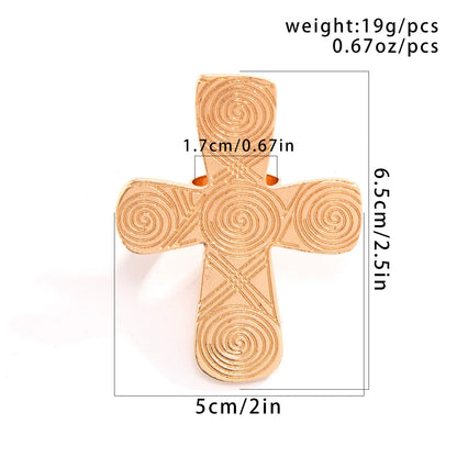 DIEZI Exaggerated Sweet Cool Big Heart Cross Rings For Women Unisex Geometric Gold Silver Color Knuckle Joint Ring 2023 New