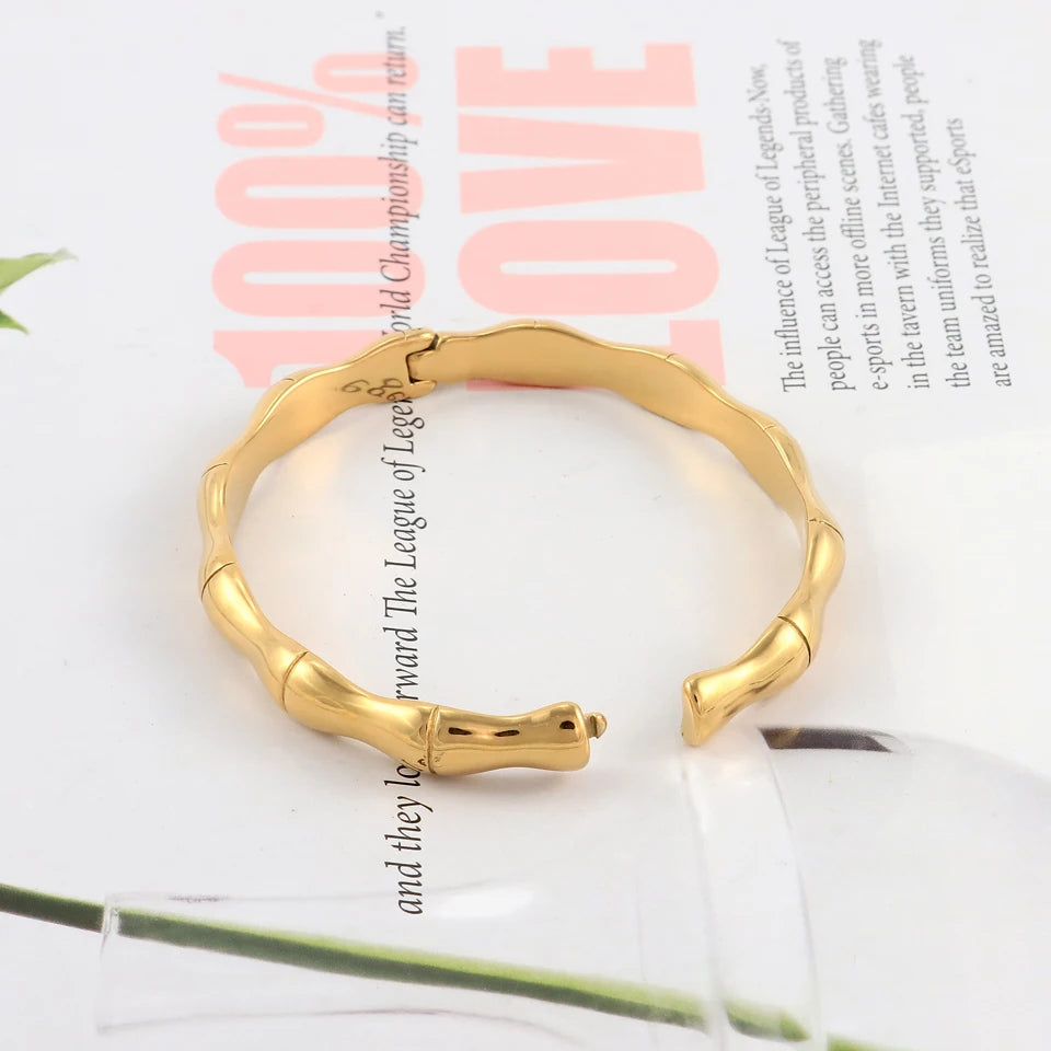 New Starlight Creative Simple 18 K Stainless Steel Cuff Bracelet Korean Women Fashion Elegant Smooth Bangles Gold Color Jewelry