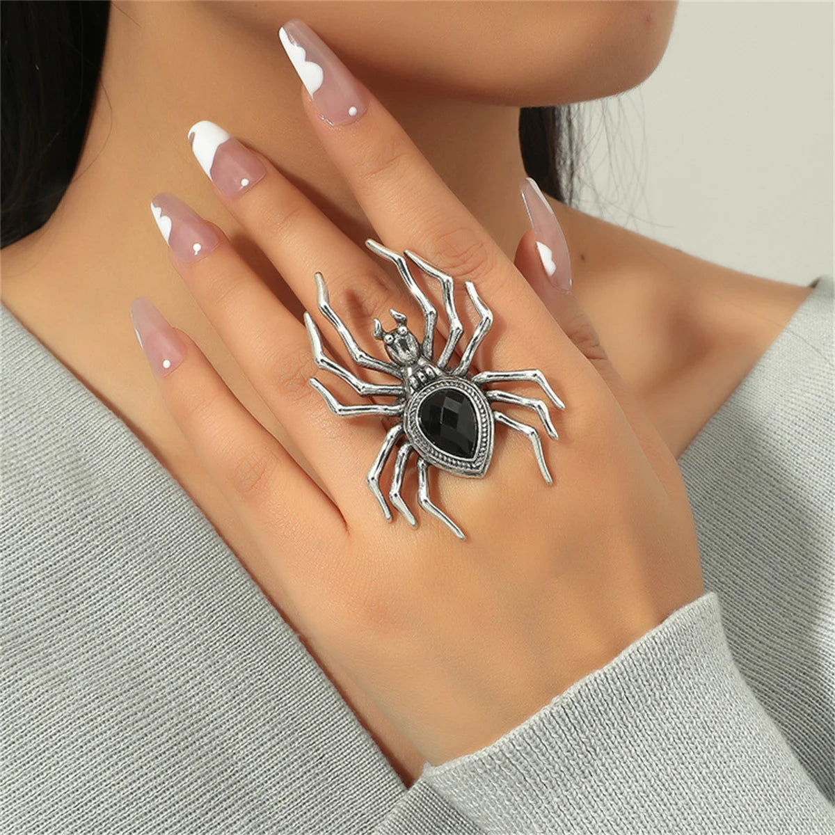 Creative Gothic Black Spider Animal Rings Funny Halloween Party Octopus Wizard Hat Ghost Pumpkins Finger Rings Halloween Jewelry