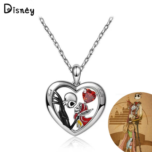 Disney The Nightmare Before Christmas Necklace Jack Skellington Sally Pendant Necklace Charm Jewelry Halloween Accessories Gifts