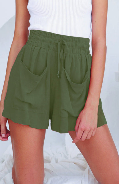 Cotton Linen High Waist Loose Wide Leg Shorts