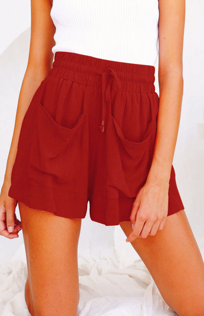 Cotton Linen High Waist Loose Wide Leg Shorts