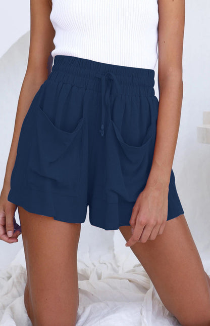 Cotton Linen High Waist Loose Wide Leg Shorts