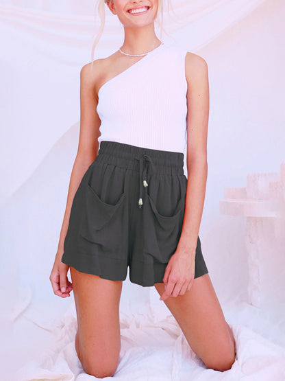 Cotton Linen High Waist Loose Wide Leg Shorts