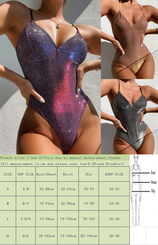 Flash Iridescent Bikini Sexy One-Piece Swimsuit