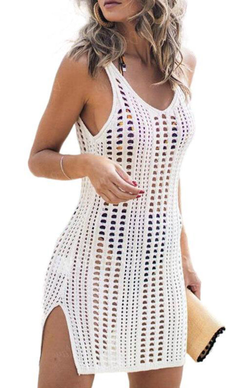 Knitted Hollow Tank Top Cover Up Dress