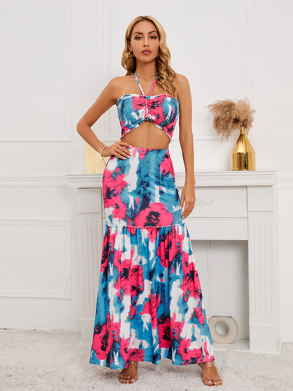 Bohemian Print Maxi Skirt Two-Piece Set