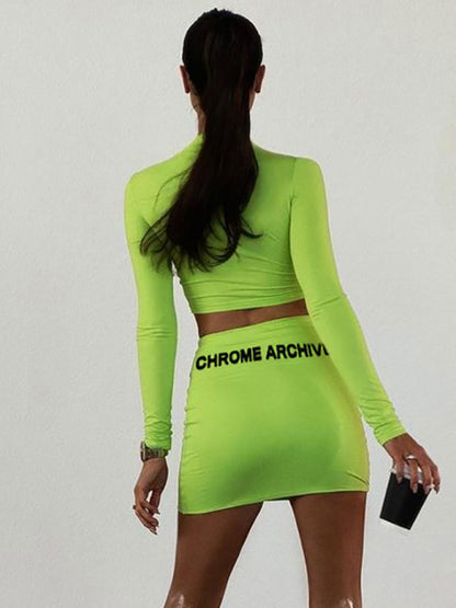 Chrome Archive Cropped Top + Mini Skirt Set