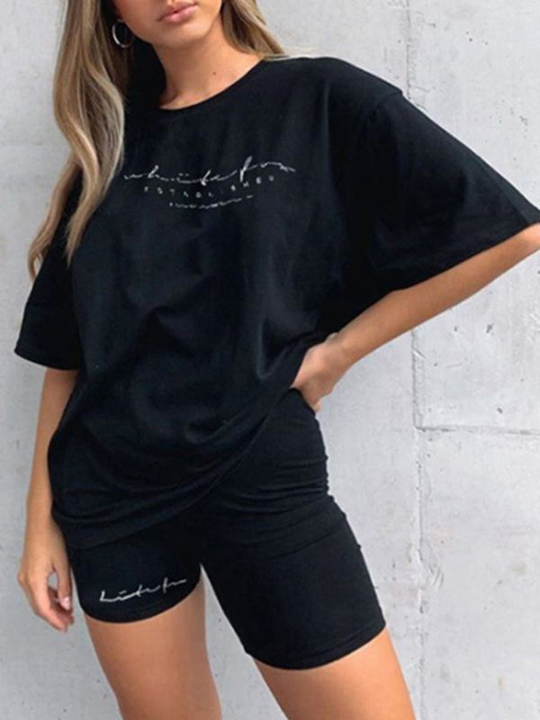 It's You Not Me fashion loose thin T-shirt casual sports two-piece set