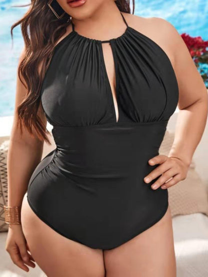 Plus Size Women-Halter Neck Sexy Backless One-Piece Swimsuit