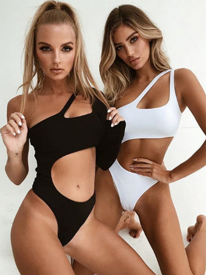 One Shoulder Cutout One-Piece Swimsuit