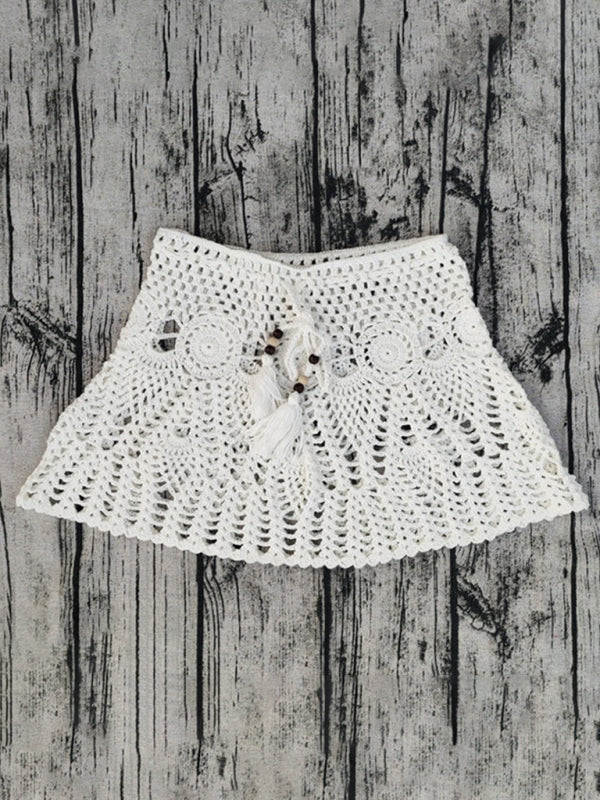 Handmade Crochet Beach Skirt Bikini Cover Up  two piece set