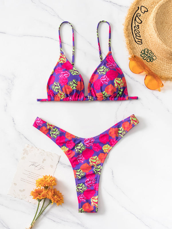 Floral print Bikini three-piece set (with skirt)