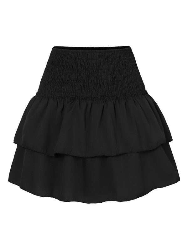 Ruffled Floral Half-length Pleated Skirt