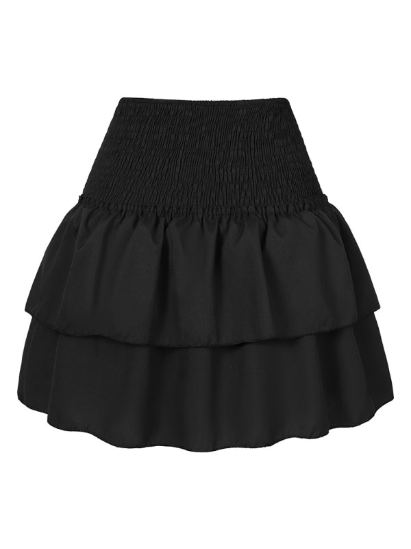 Ruffled Floral Half-length Pleated Skirt